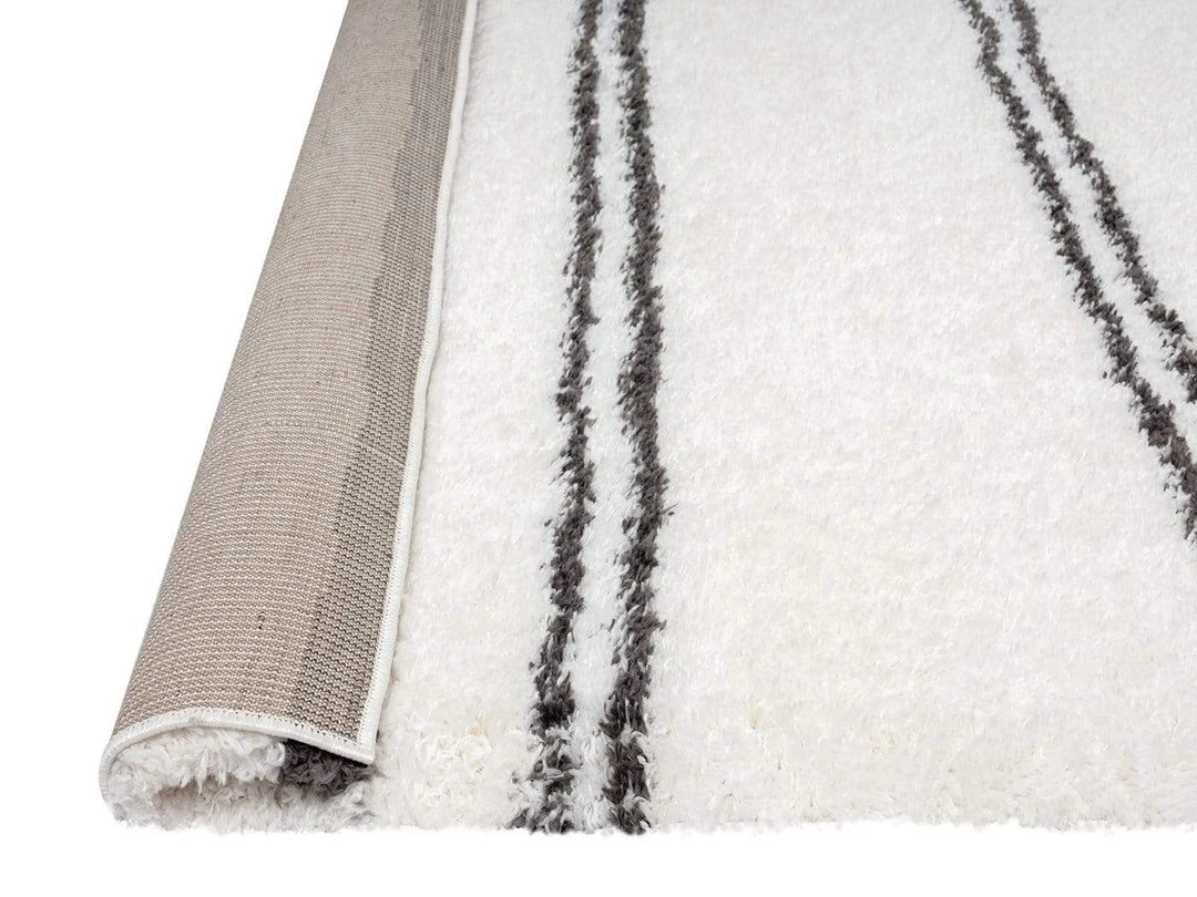 Miss Amara Irina Ivory And Charcoal Grey Shag Rug All Rugs