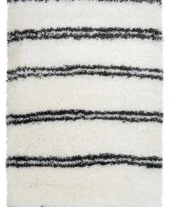 Miss Amara Irina Ivory And Charcoal Grey Shag Indoor Mat