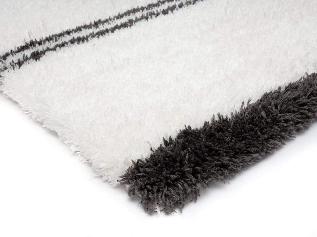 Miss Amara Irina Ivory And Charcoal Grey Shag Rug All Rugs