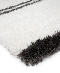 Miss Amara Irina Ivory And Charcoal Grey Shag Indoor Mat