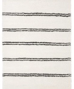 Miss Amara Irina Ivory And Charcoal Grey Shag Rug All Rugs