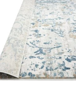 Miss Amara Iris Blue Grey And Beige Distressed Floral Rug All Rugs