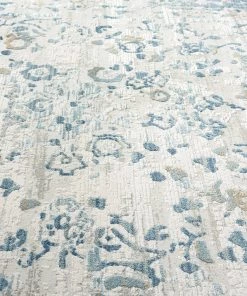 Miss Amara Iris Blue Grey And Beige Distressed Floral Rug All Rugs
