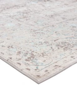 Miss Amara Isla Cream Grey And Blue Traditional Bordered Floral Runner Rug All Rugs