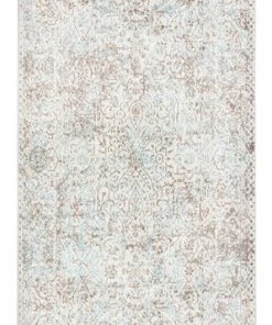 Miss Amara Isla Cream Grey And Blue Traditional Bordered Floral Runner Rug All Rugs