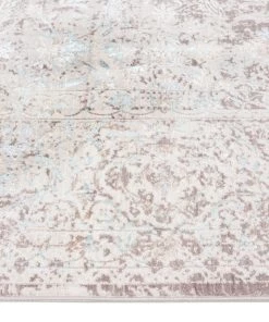 Miss Amara Isla Cream Grey And Blue Traditional Bordered Floral Runner Rug All Rugs