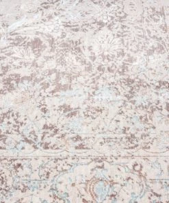 Miss Amara Isla Cream Grey And Blue Traditional Bordered Floral Runner Rug All Rugs