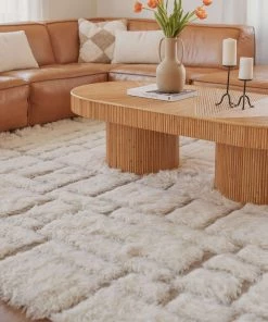 Miss Amara Ivry Geometric Wool Shag Rug All Rugs