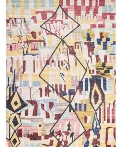 Miss Amara Izzie Red Yellow And Blue Abstract Tribal PET Rug All Rugs