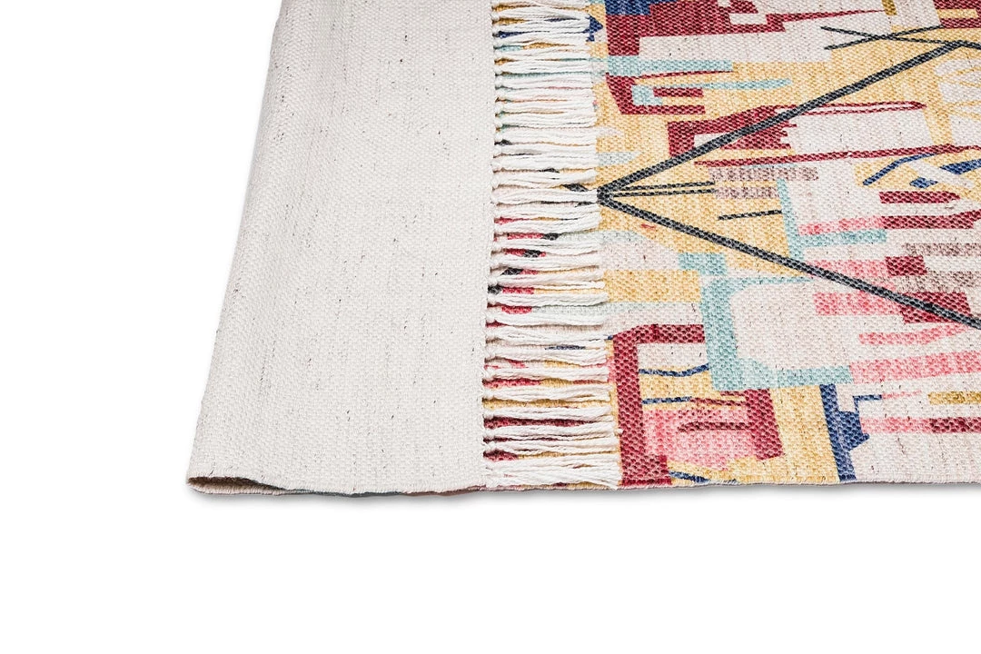 Miss Amara Izzie Red Yellow And Blue Abstract Tribal PET Runner Rug