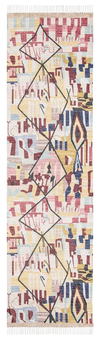 Miss Amara Izzie Red Yellow And Blue Abstract Tribal PET Runner Rug