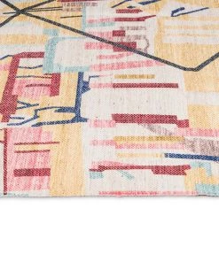 Miss Amara All Rugs Izzie Red Yellow And Blue Abstract Tribal PET Beach And Picnic Rug