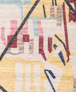 Miss Amara All Rugs Izzie Red Yellow And Blue Abstract Tribal PET Beach And Picnic Rug