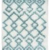 Miss Amara Jaira Ivory And Turquoise Blue Tribal Shag Indoor Mat All Rugs