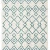 Miss Amara Jaira Ivory And Turquoise Blue Tribal Shag Rug