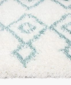 Miss Amara Jaira Ivory And Turquoise Blue Tribal Shag Indoor Mat All Rugs