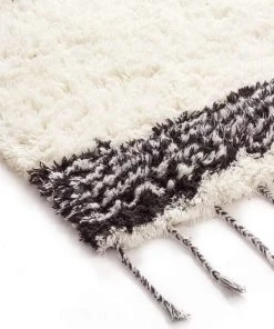 Miss Amara Jamila Ivory And Black Striped Berber Runner Rug