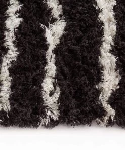 Miss Amara Jamila Ivory And Black Striped Berber Runner Rug