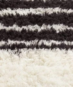 Miss Amara Jamila Ivory And Black Striped Berber Runner Rug