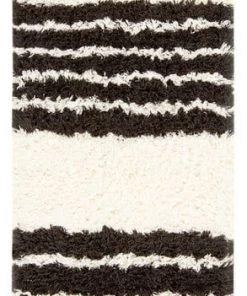 Miss Amara Jamila Ivory And Black Striped Berber Runner Rug