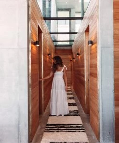 Miss Amara Jamila Ivory And Black Striped Berber Runner Rug