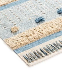 Miss Amara Jazmin Blue Tassel Flatweave Cotton Rug All Rugs