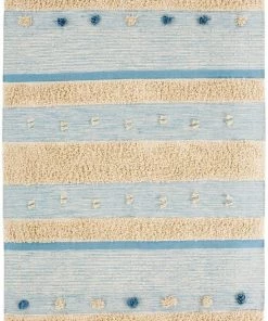 Miss Amara Jazmin Blue Tassel Flatweave Cotton Rug All Rugs