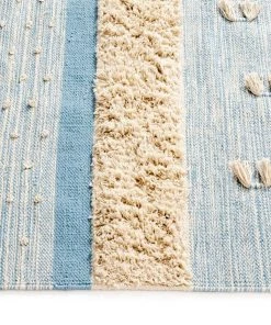 Miss Amara Jazmin Blue Tassel Flatweave Cotton Rug All Rugs