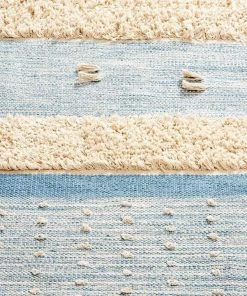 Miss Amara Jazmin Blue Tassel Flatweave Cotton Rug All Rugs