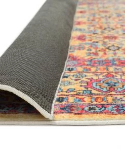 Miss Amara Jeraldine Orange And Purple Multicolour Bordered Floral Rug All Rugs