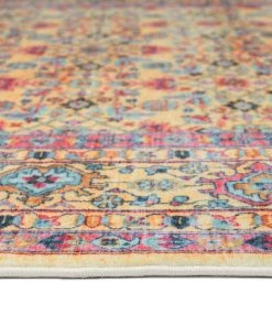 Miss Amara Jeraldine Orange And Purple Multicolour Bordered Floral Rug All Rugs