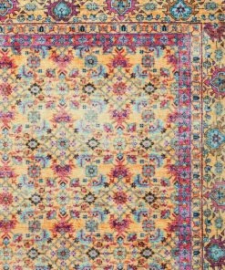 Miss Amara Jeraldine Orange And Purple Multicolour Bordered Floral Rug All Rugs
