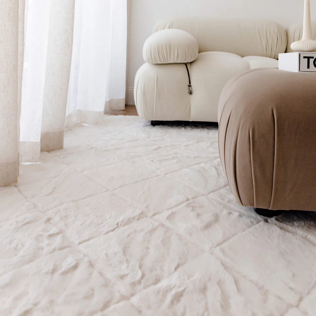 Miss Amara All Rugs Jessa Ivory Cream Diamond Shag Rug