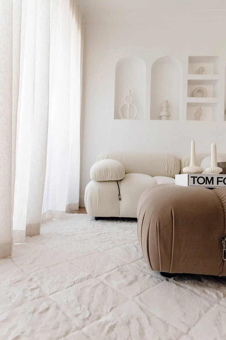 Miss Amara All Rugs Jessa Ivory Cream Diamond Shag Rug