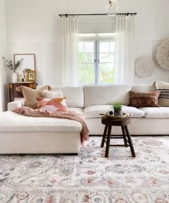 Miss Amara Jinnie Cream And Purple Multi-Colour Distressed Rug All Rugs