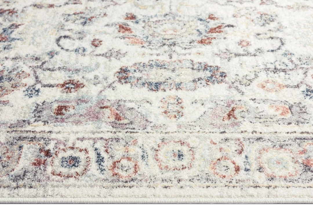 Miss Amara Jinnie Cream And Purple Multi-Colour Distressed Rug All Rugs