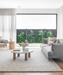 Miss Amara Joely Light Grey And Ivory Marble Looped Rug