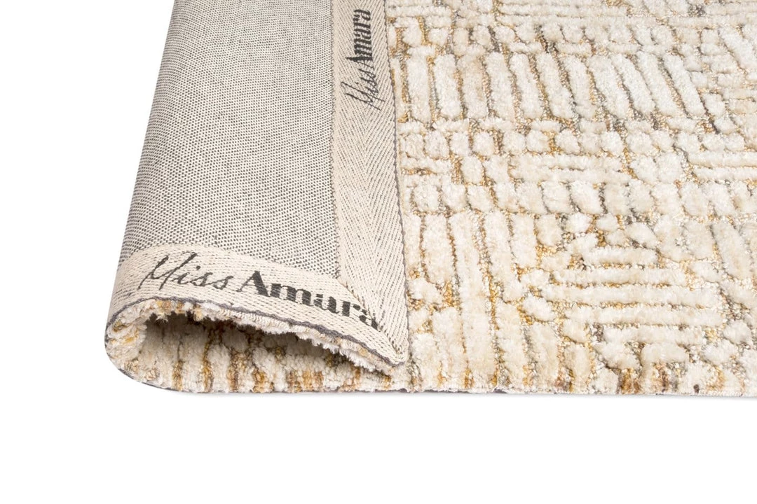 Miss Amara Jordan Mustard And Beige Geometric Modern Rug