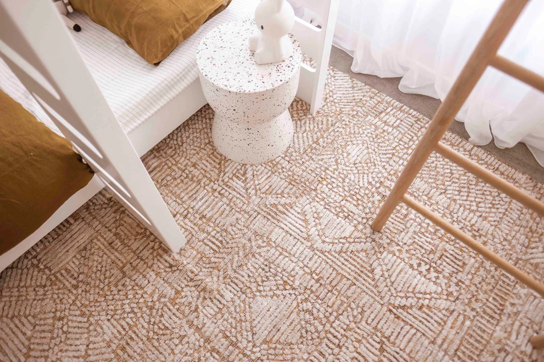 Miss Amara Jordan Mustard And Beige Geometric Modern Rug