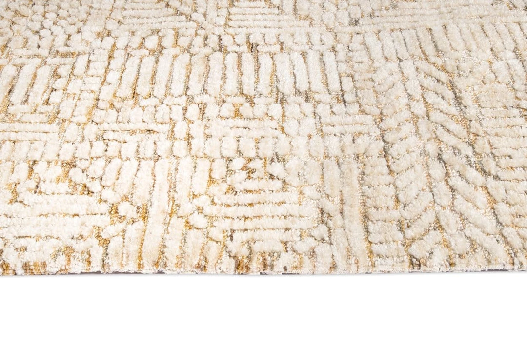 Miss Amara Jordan Mustard And Beige Geometric Modern Rug