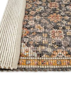 Miss Amara Juanita Orange And Charcoal Floral Distressed Rug