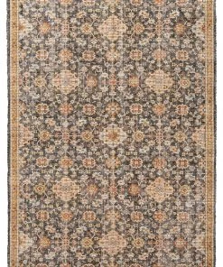 Miss Amara Juanita Orange And Charcoal Floral Distressed Rug