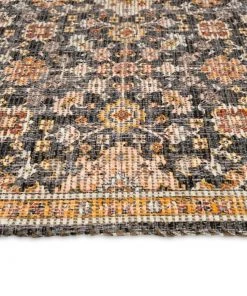 Miss Amara Juanita Orange And Charcoal Floral Distressed Rug