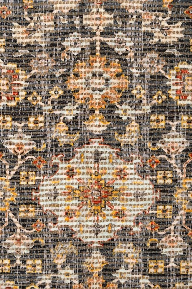 Miss Amara Juanita Orange And Charcoal Floral Distressed Rug