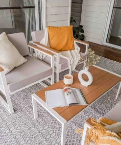 Miss Amara June Grey And Ivory Indoor Outdoor PET Rug