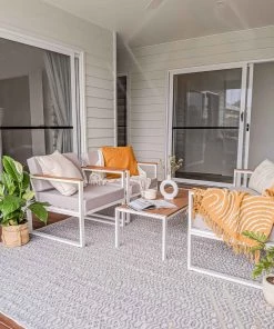 Miss Amara June Grey And Ivory Indoor Outdoor PET Rug