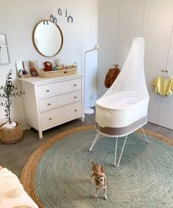 Miss Amara Júzcar Blue Hand-Braided Round Jute Rug