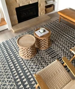 Miss Amara Kailani Charcoal Grey And Ivory Tribal Rug All Rugs