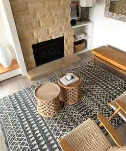 Miss Amara Kailani Charcoal Grey And Ivory Tribal Rug All Rugs