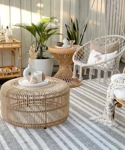 Miss Amara All Rugs Kali Grey Striped Indoor Outdoor Rug